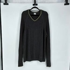 Columbia Men's Heather Dark Gray Cotton Ribbed V Neck Sweater  - Size XXL